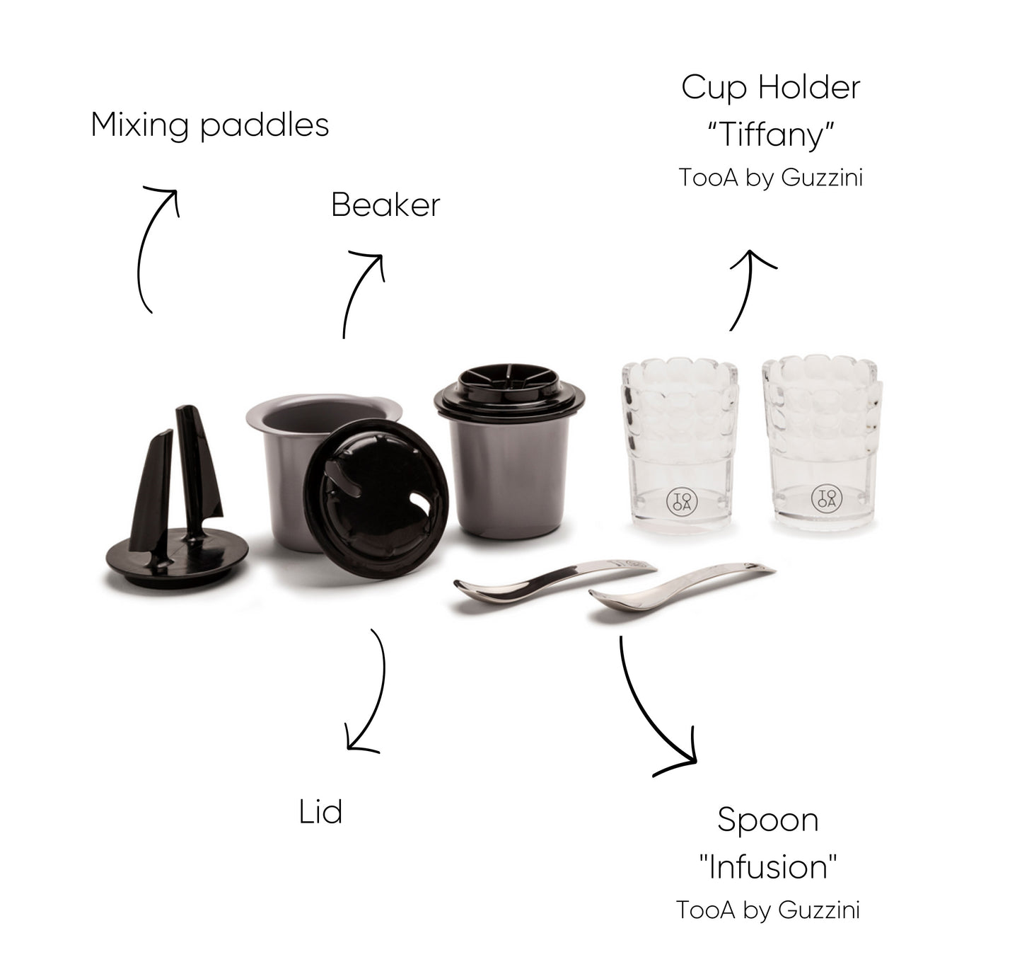 TooA Accessory Kit (2 Grey beakers/ 2 Guzzini cup holders/2 spoons)